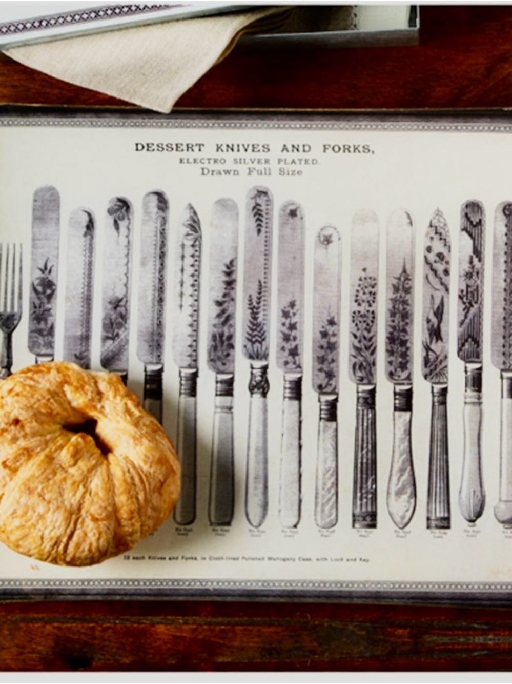 Decoupage Platter Vintage Silverware